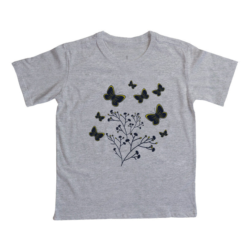 Camiseta Borboletas Azuis e Amarelas