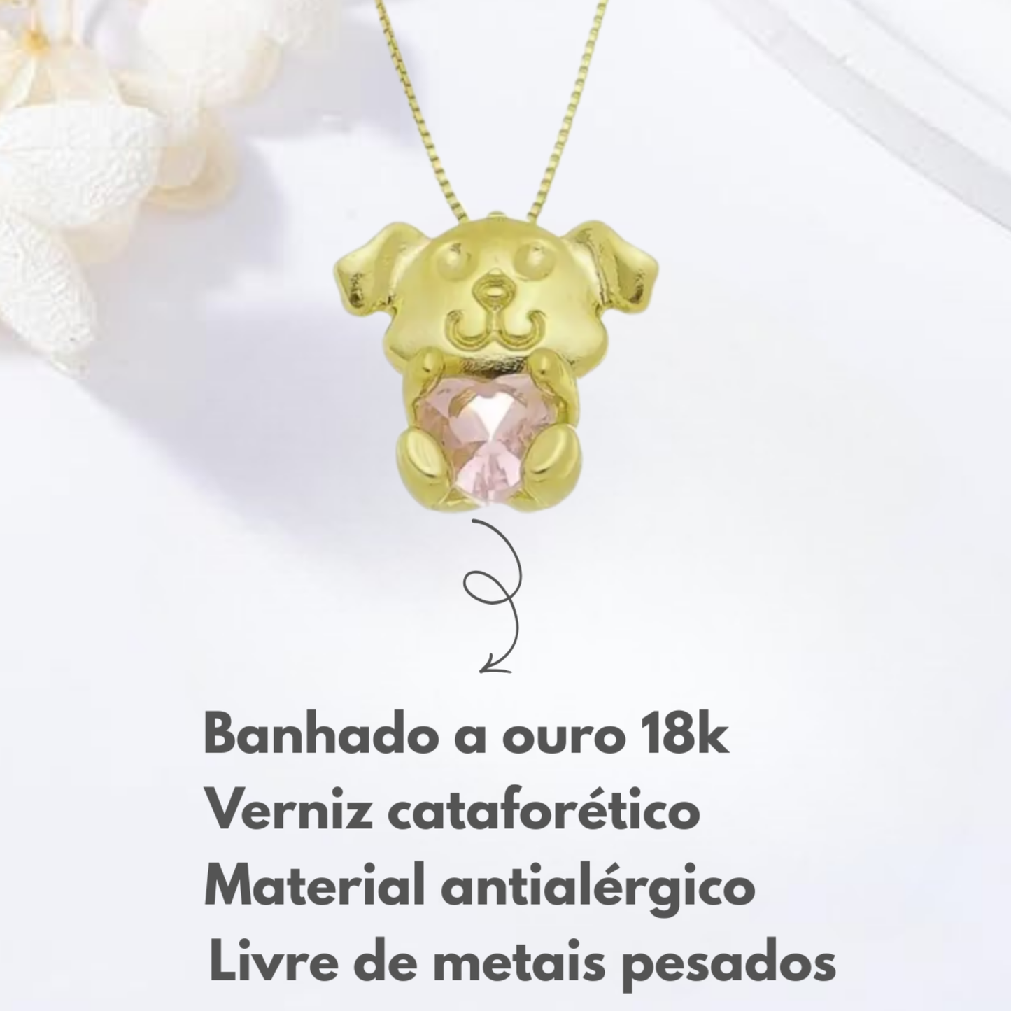 Colar Infantil Cachorrinho do Coração