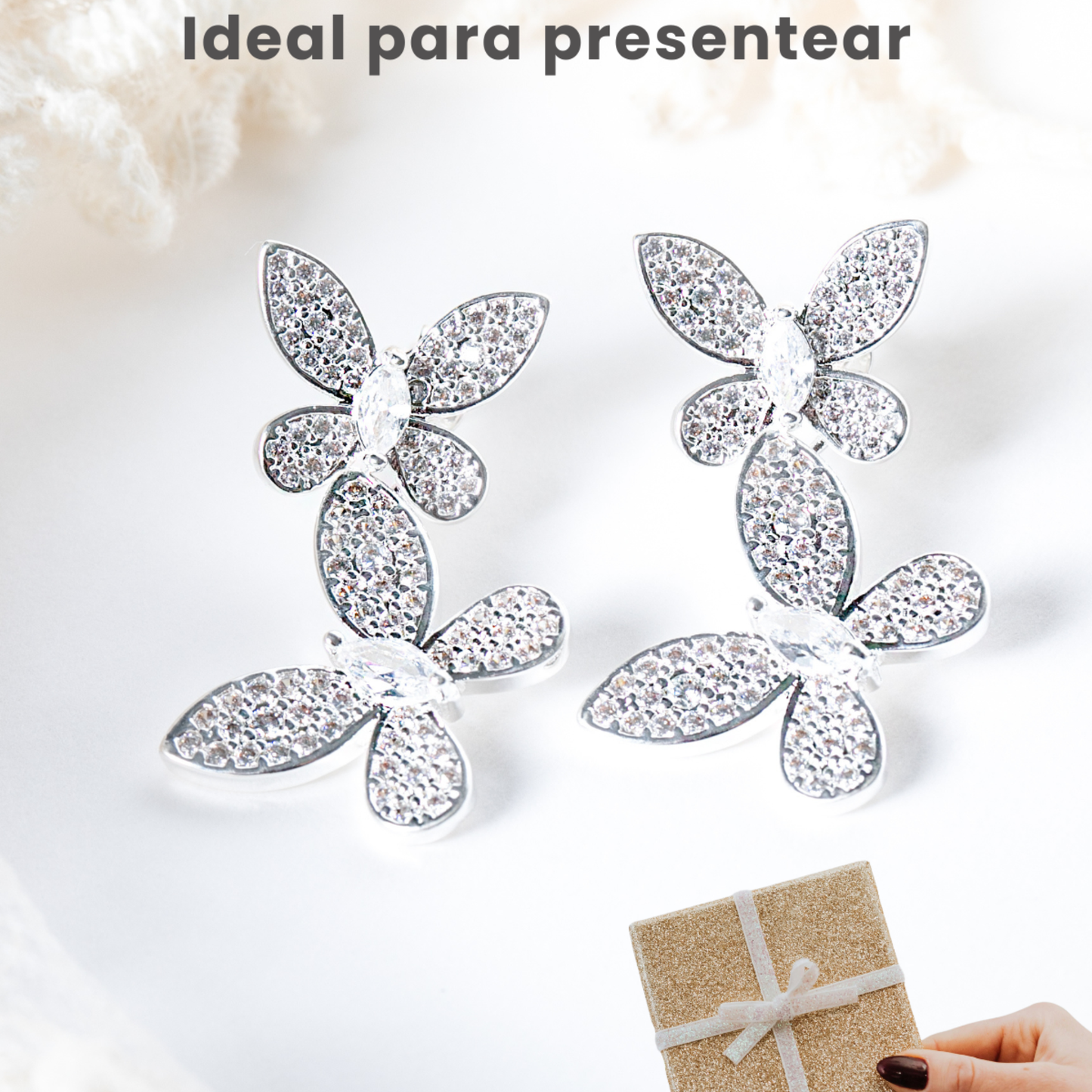 Brincos Borboleta Dupla Prata