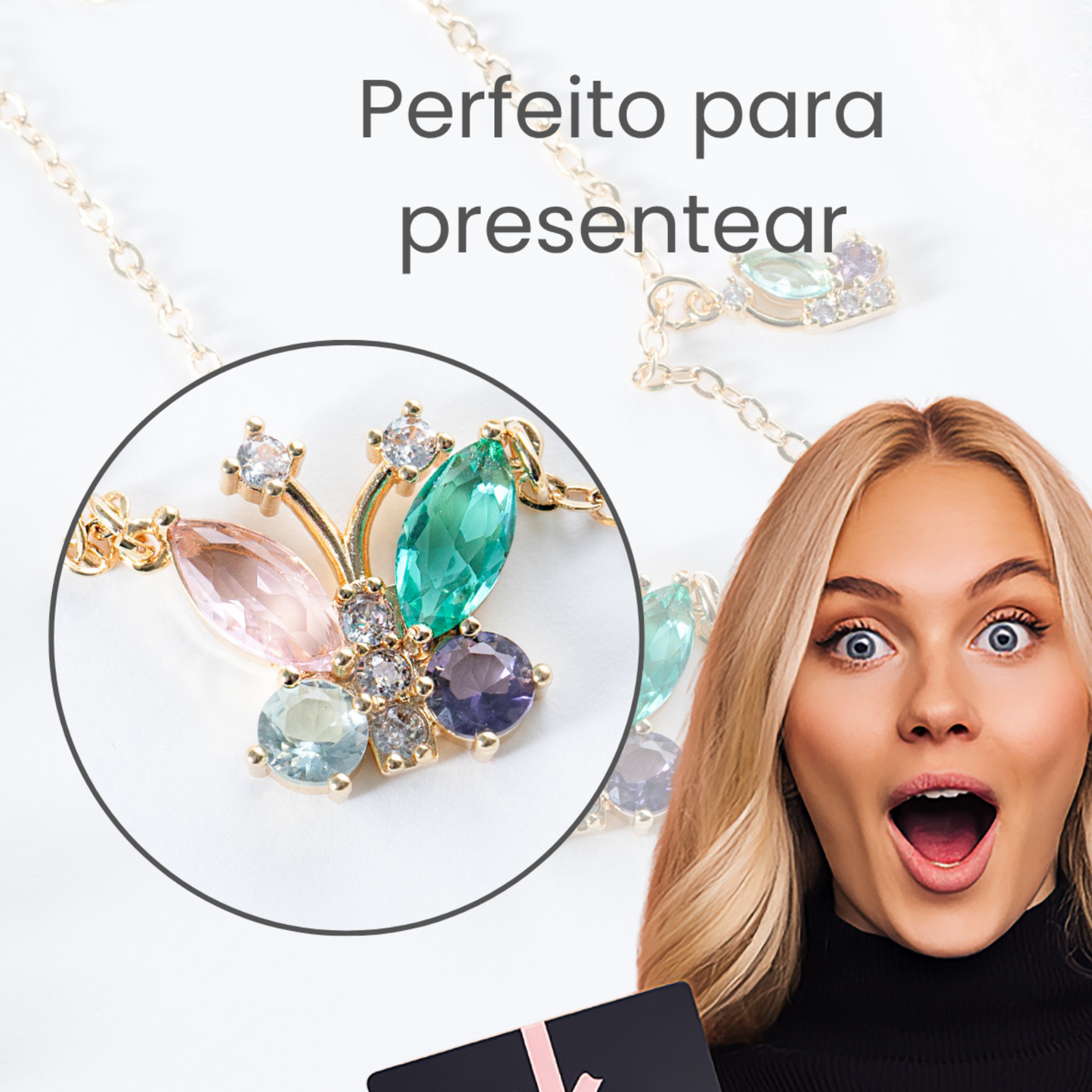 Colar Borboletas em Zircônias