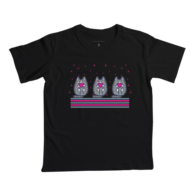 Camiseta Gatos e corações