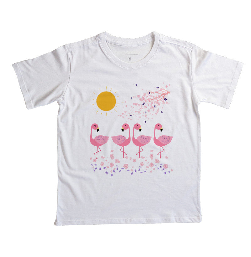 Camiseta Flamingos ao Sol