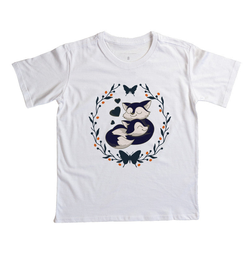 Camiseta Mamãe e filhinho Raposas