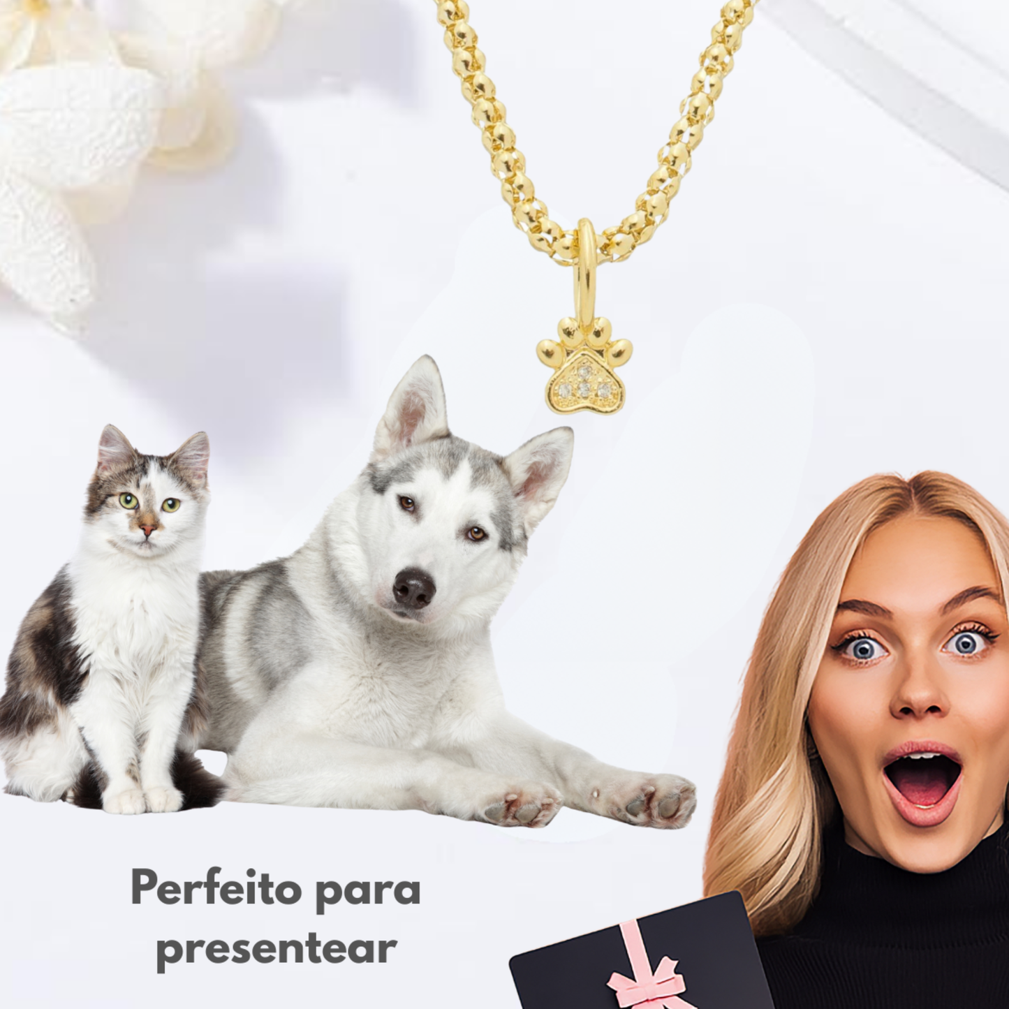 Colar Adulto Pipoca com Pingente de Pata