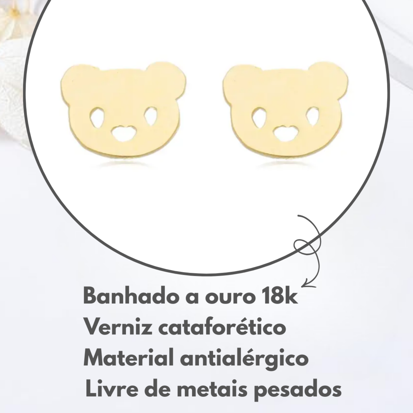 Brincos Infantis Carinha de Urso