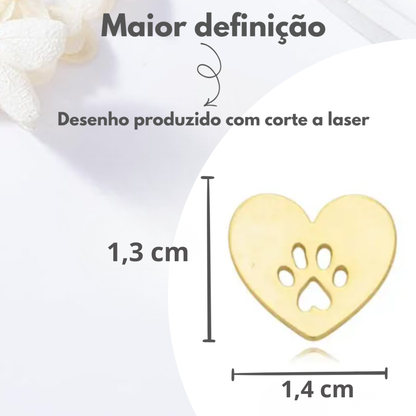 Brincos Coração com Patinha