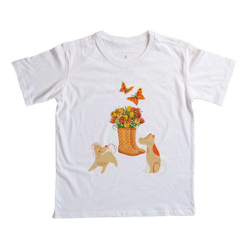 Camiseta Flores e Dogs