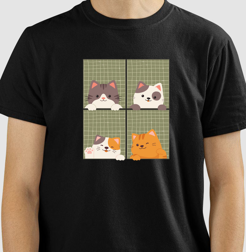 Camiseta Cats na Janela