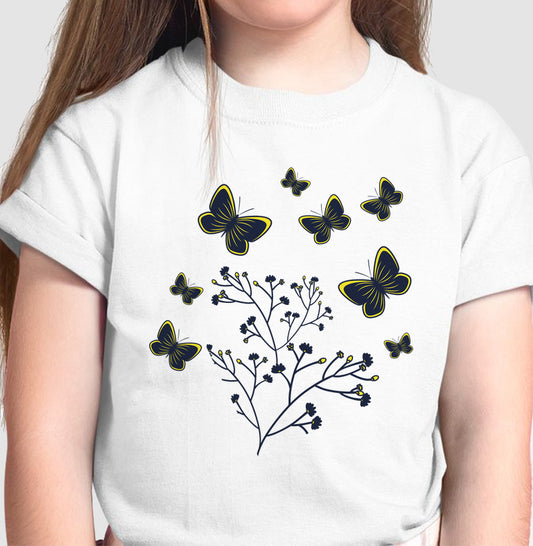 Camiseta Borboletas azuis e amarelas