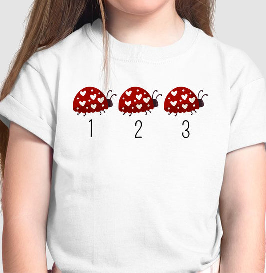 Camiseta Uma, duas três joaninhas