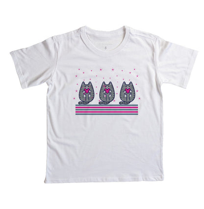 Camiseta Gatos e corações