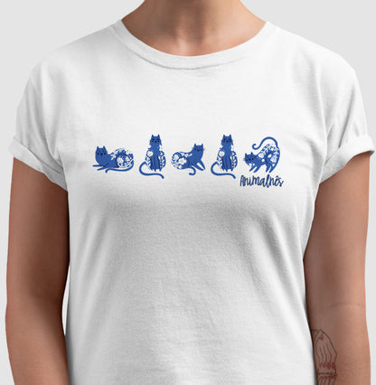 Camiseta Gatos e Flores
