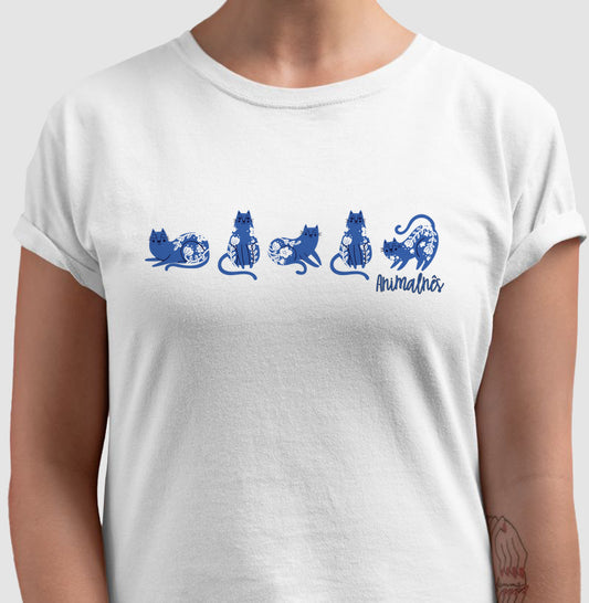 Camiseta Gatos e Flores