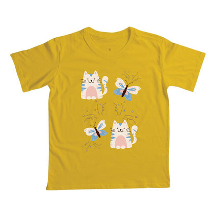 Camiseta Gatos e Borboletas