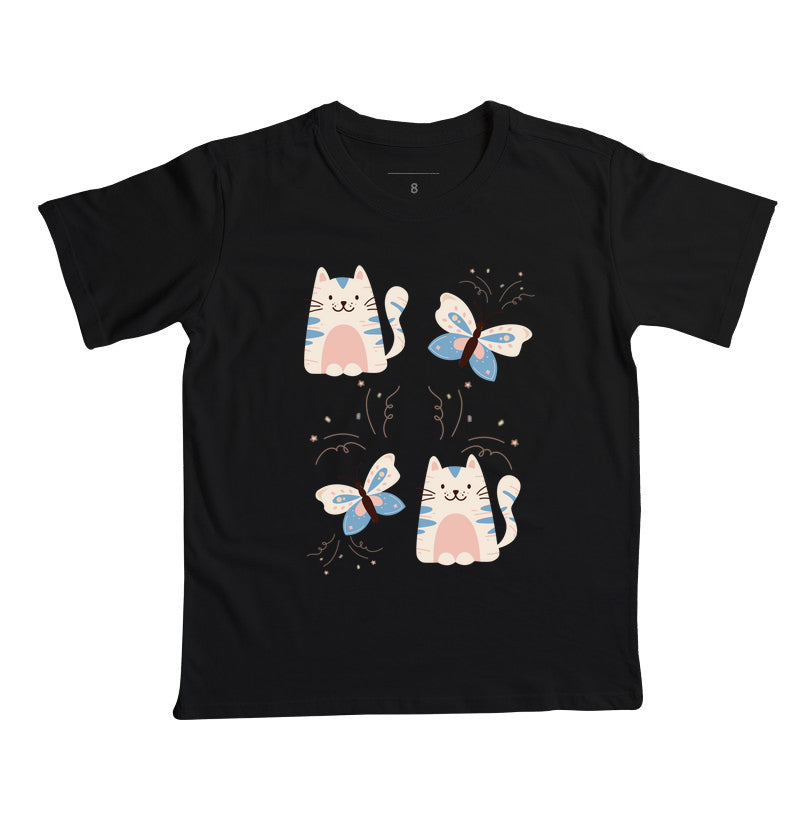 Camiseta Gatos e Borboletas