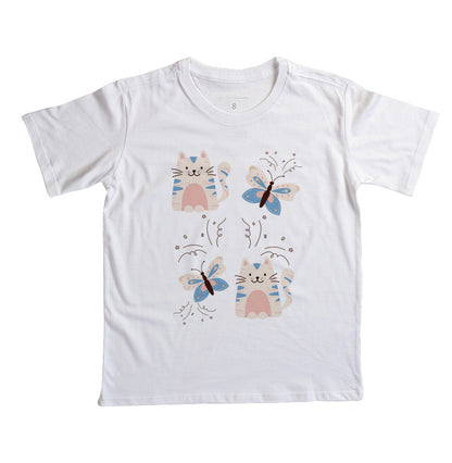 Camiseta Gatos e Borboletas