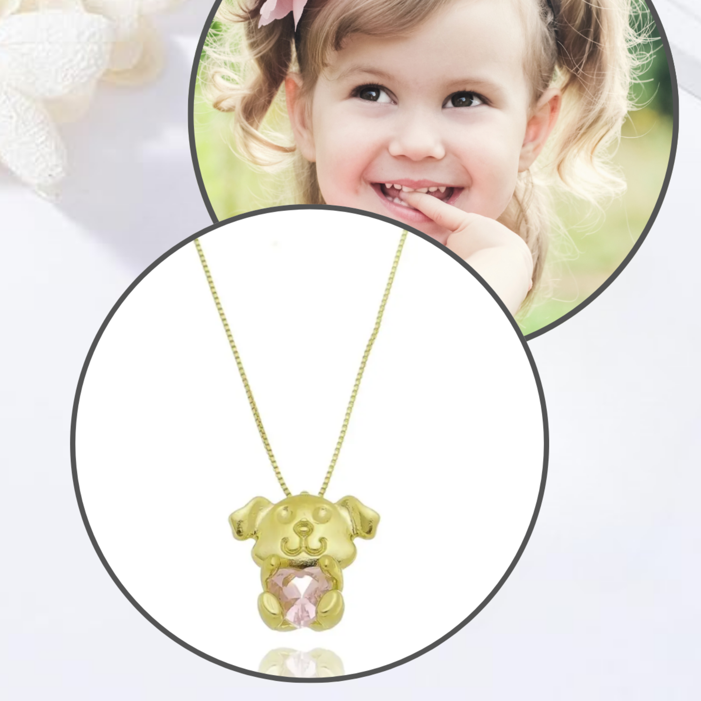 Colar Infantil Cachorrinho do Coração