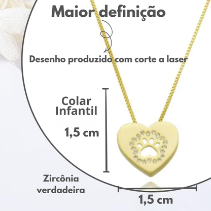 Colar de Coração com Pata Cravejada em Zircônias