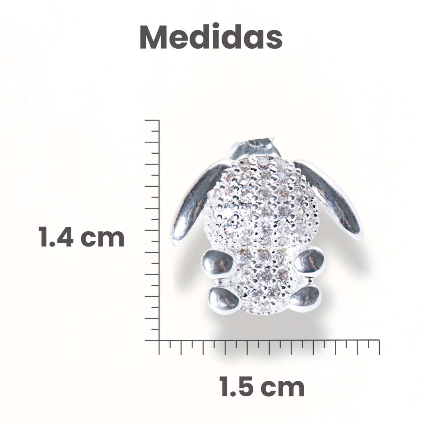 Brincos Coelho Zircônias Brancas Prata