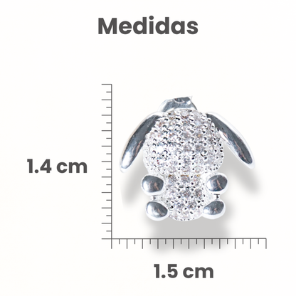 Brincos Coelho Zircônias Brancas Prata