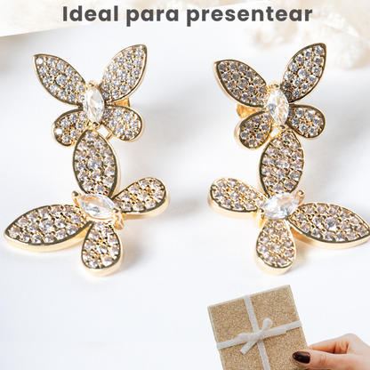 Brincos Borboleta Dupla Ouro