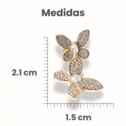 Brincos Borboleta Dupla Ouro