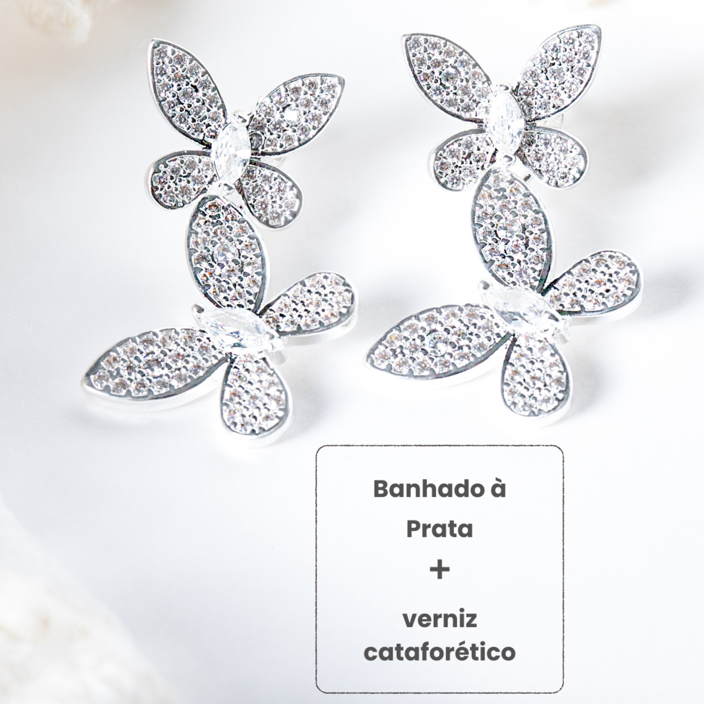 Brincos Borboleta Dupla Prata