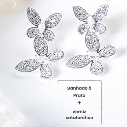 Brincos Borboleta Dupla Prata