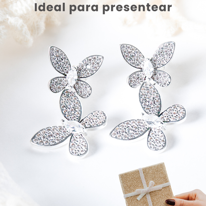 Brincos Borboleta Dupla Prata