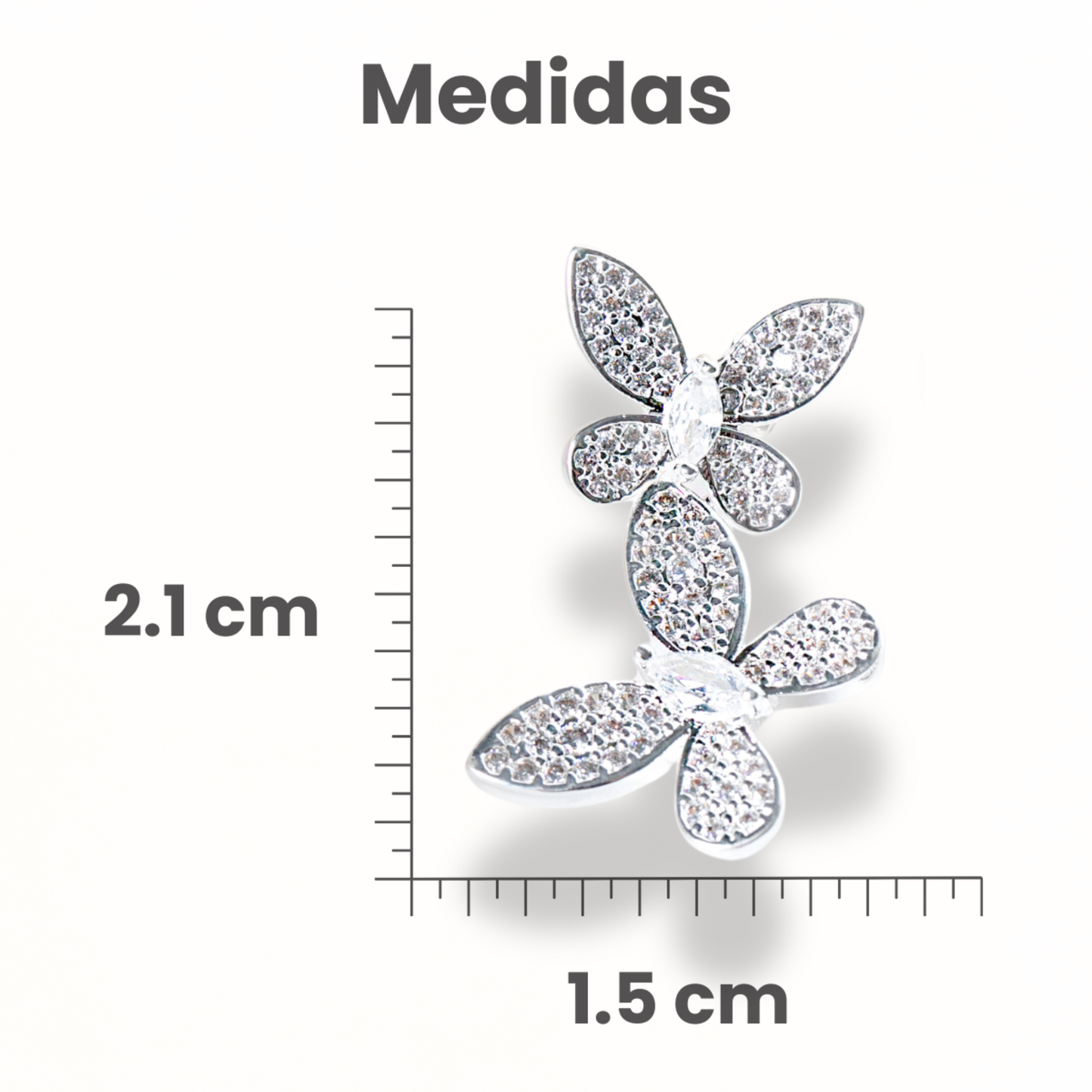 Brincos Borboleta Dupla Prata