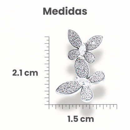Brincos Borboleta Dupla Prata