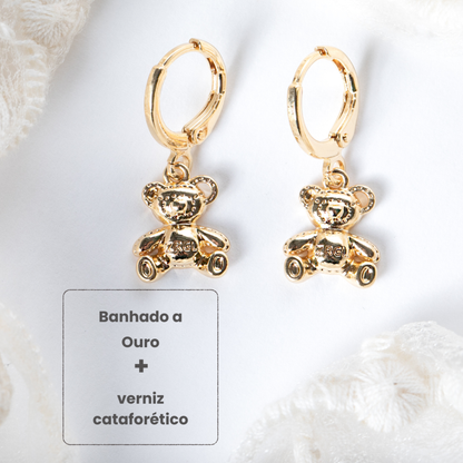 Brincos Argola Ursinho Ouro
