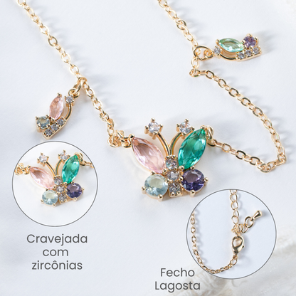 Colar Borboletas em Zircônias