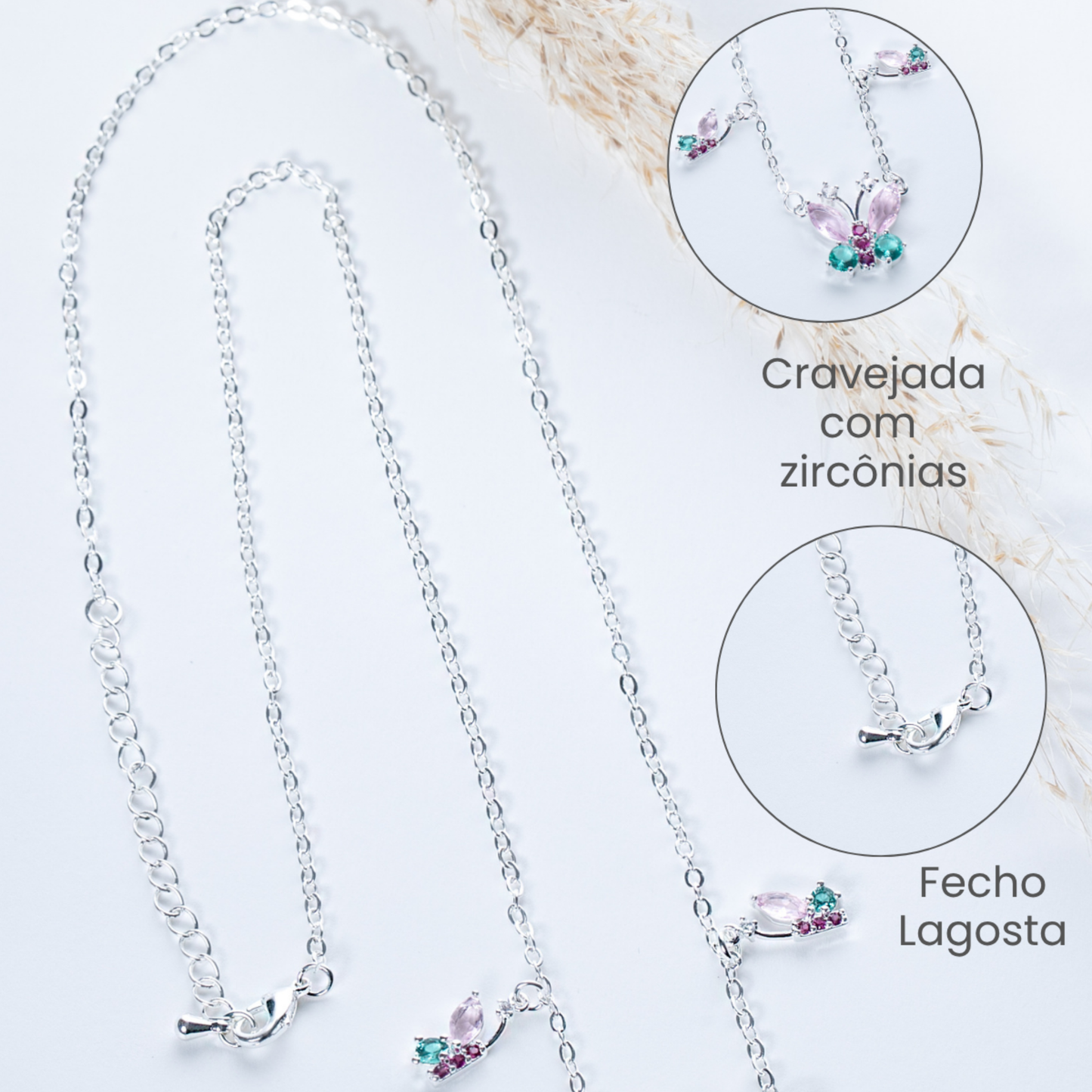 Colar Borboletas em Zircônias