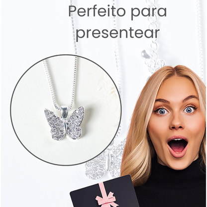 Colar Borboleta em Zircônias Brancas