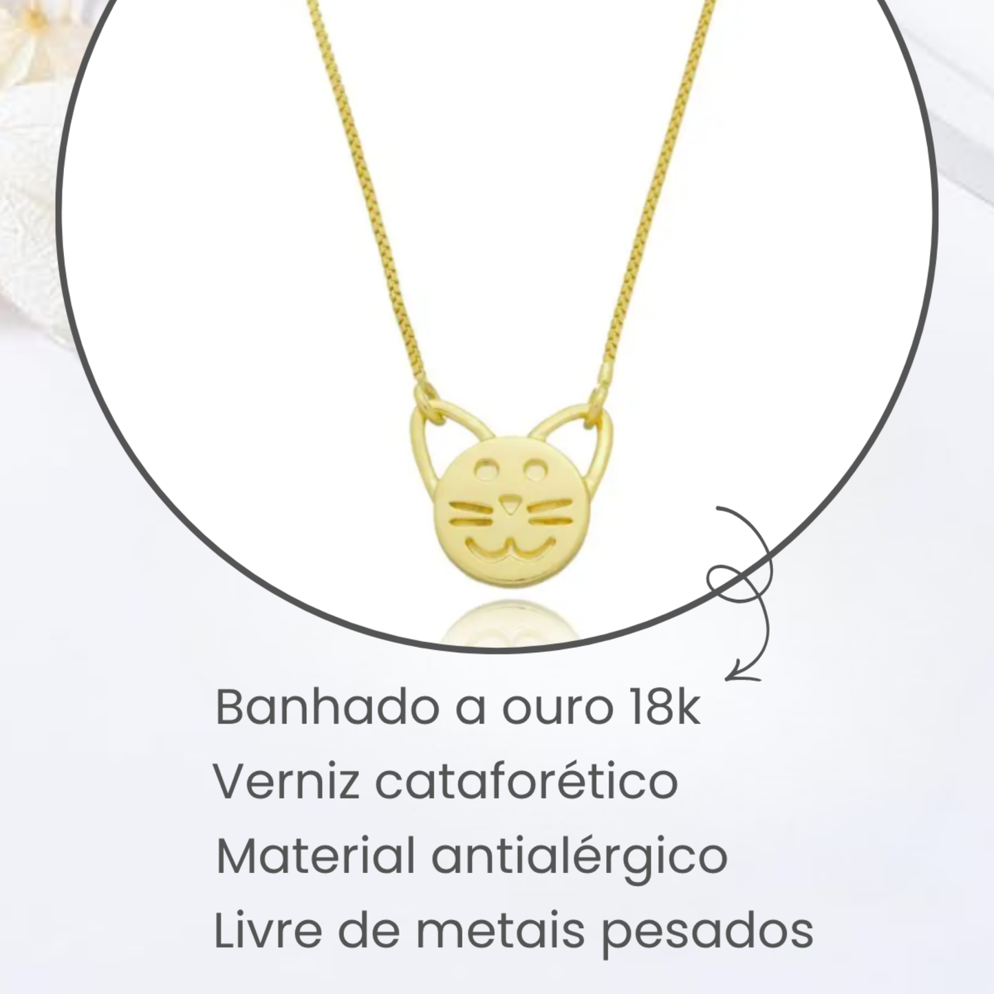 Colar Infantil Gato Orelha Vazada