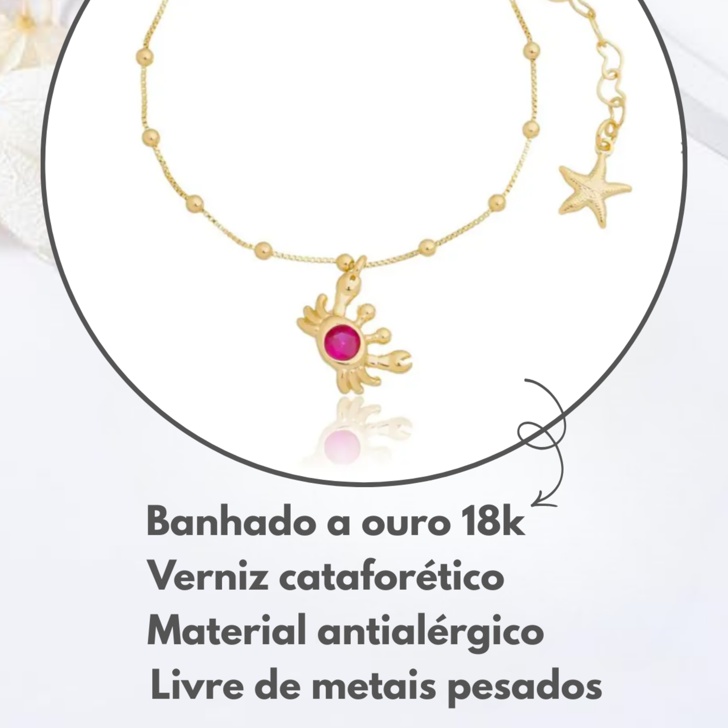 Pulseira Infantil Caranguejinho Vermelhinho