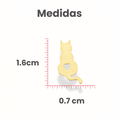 Brincos Gato com Coração Vazado