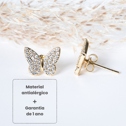 Brincos Borboleta Microzircônias Brancas