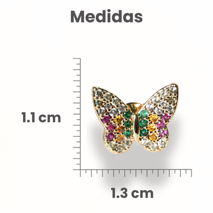 Brincos Borboleta Microzircônias Coloridas