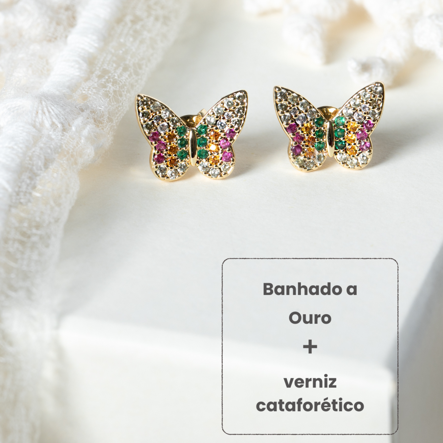 Brincos Borboleta Microzircônias Coloridas