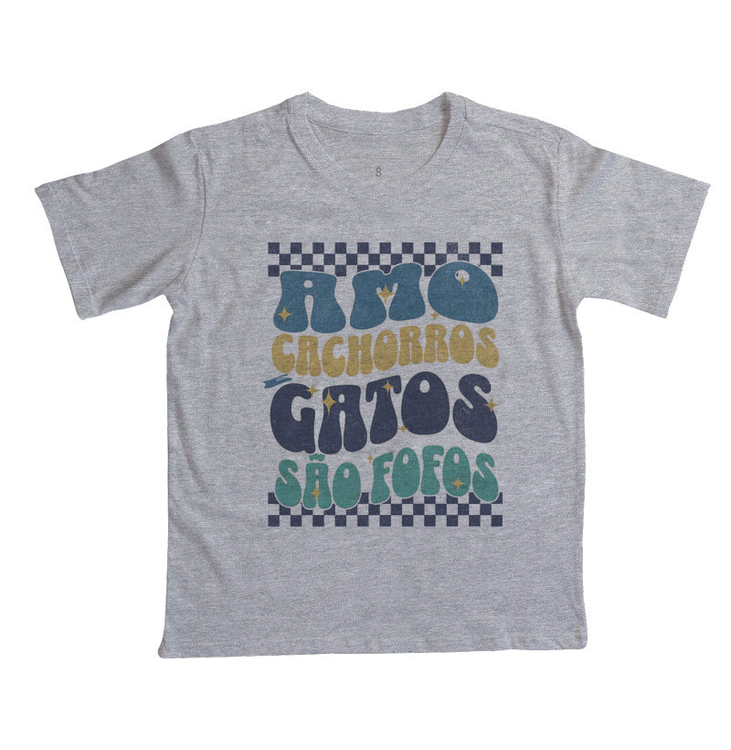 Camiseta  Amo Cachorros e Gatos