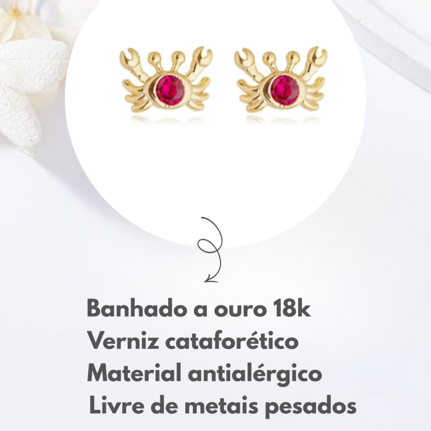 Brincos Infantis Caranguejos Vermelhinhos