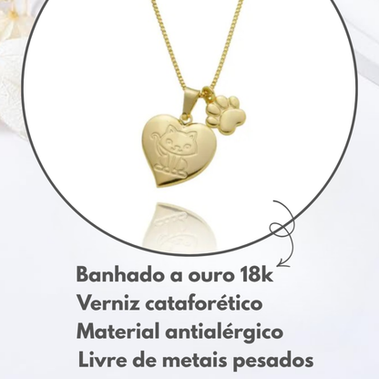 Colar Infantil Em Meu Coração Mora um Gatinho