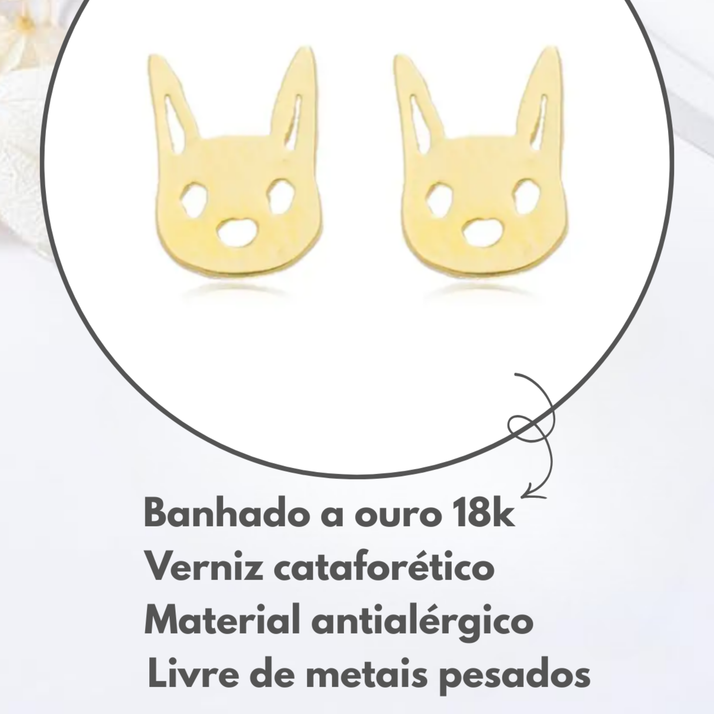 Brincos Infantis Carinha de Coelho