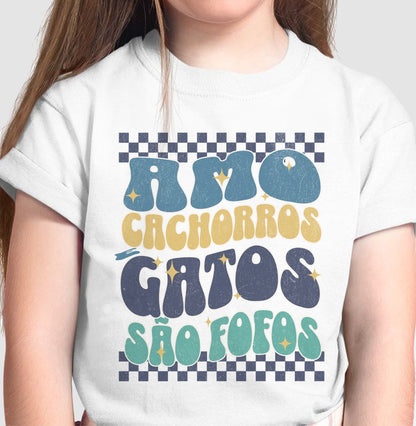 Camiseta  Amo Cachorros e Gatos