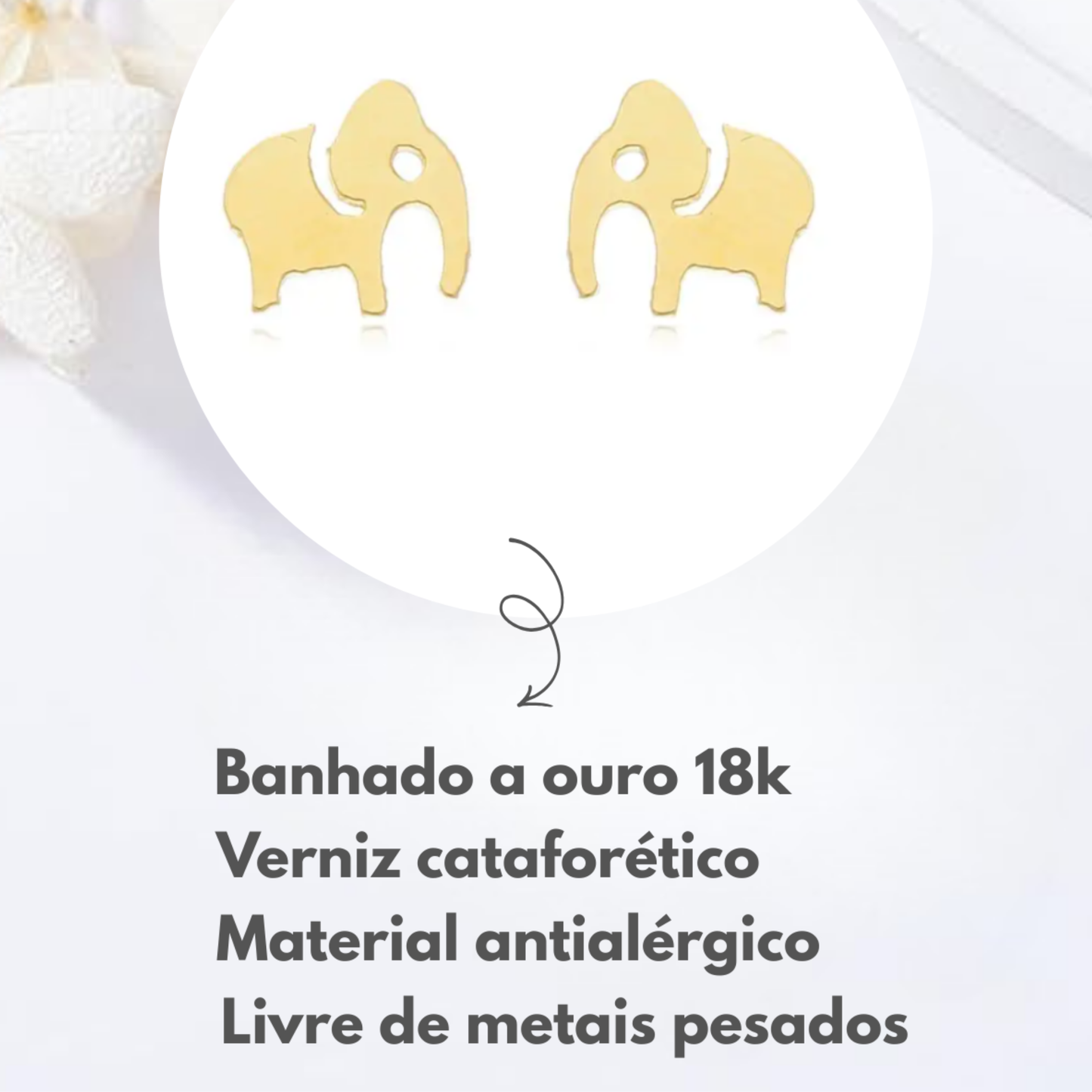 Brincos Infantis Elefantinhos Tranquilinhos