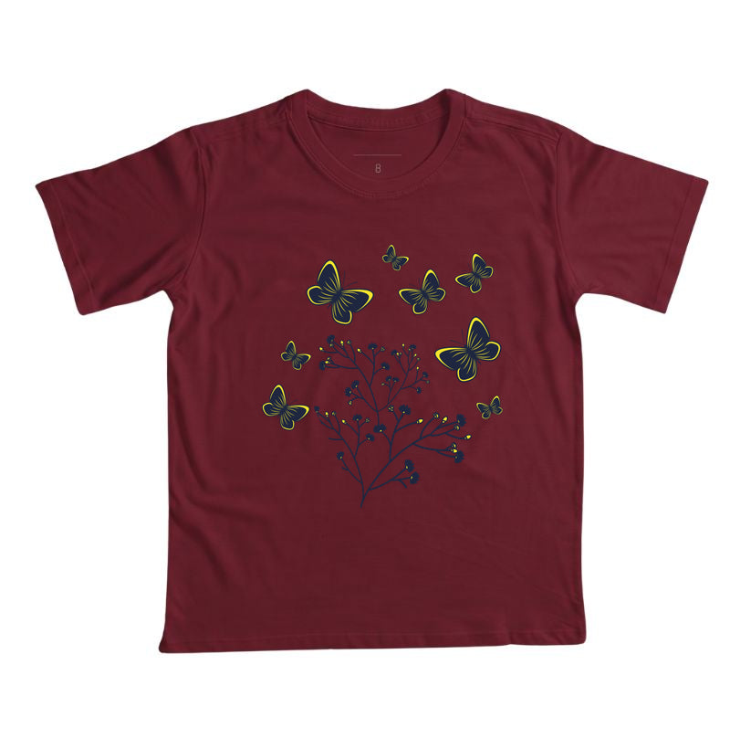 Camiseta Borboletas Azuis e Amarelas