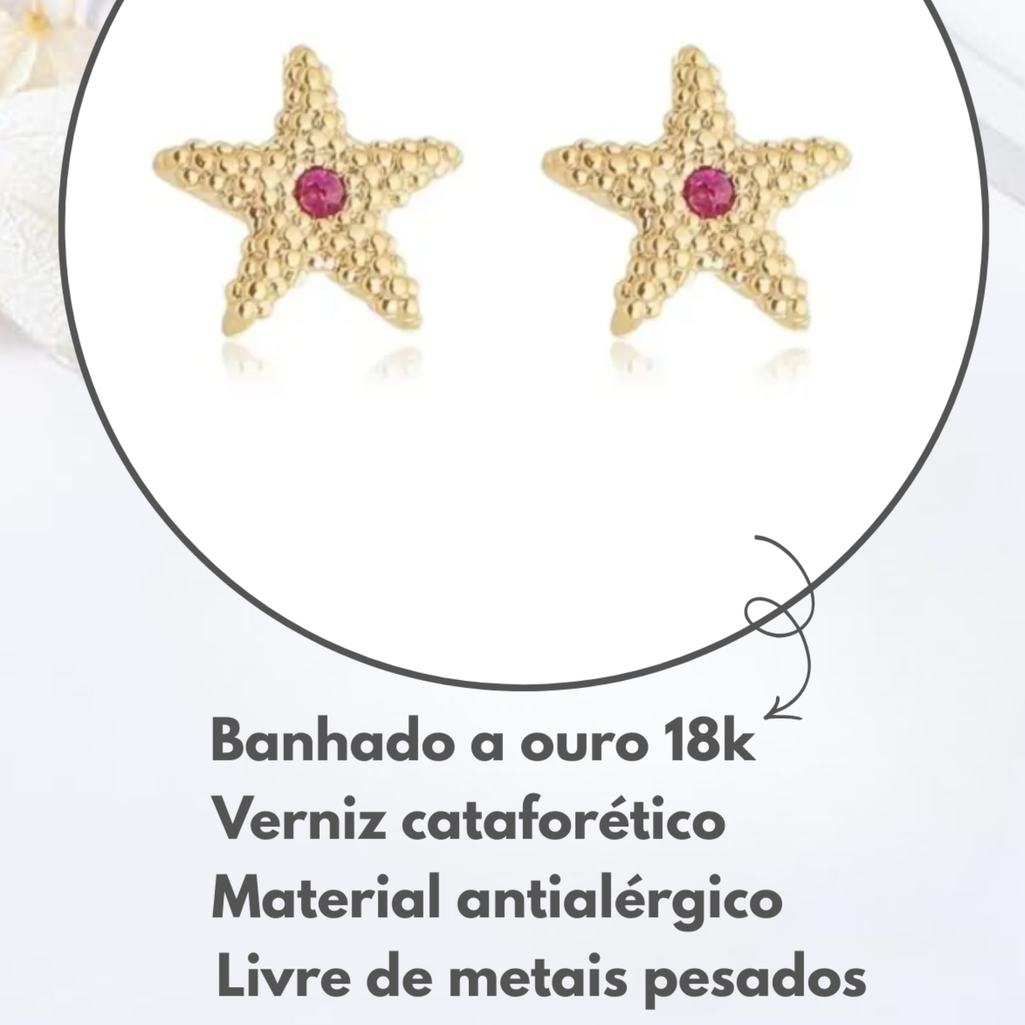 Brincos Infantis Estrelinha do Mar