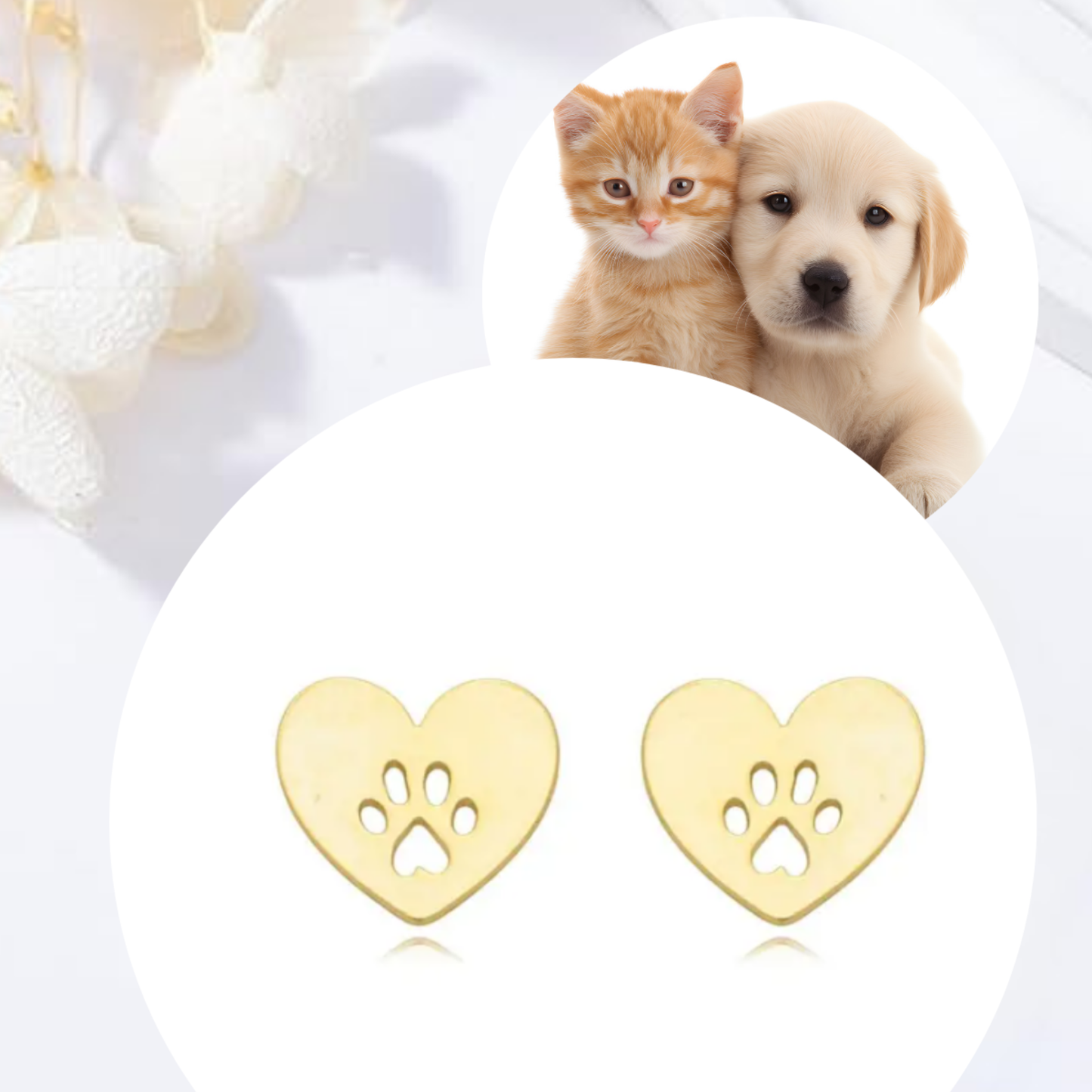 Brincos Coração com Patinha